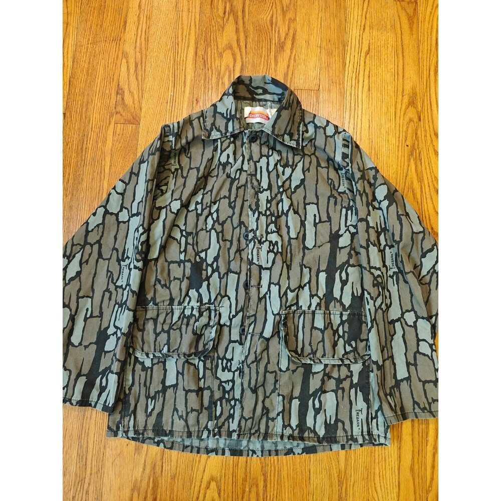 Vintage 90s Winchester Shirt Trebark Camouflage Camo Hunting USA Made Sz Medium